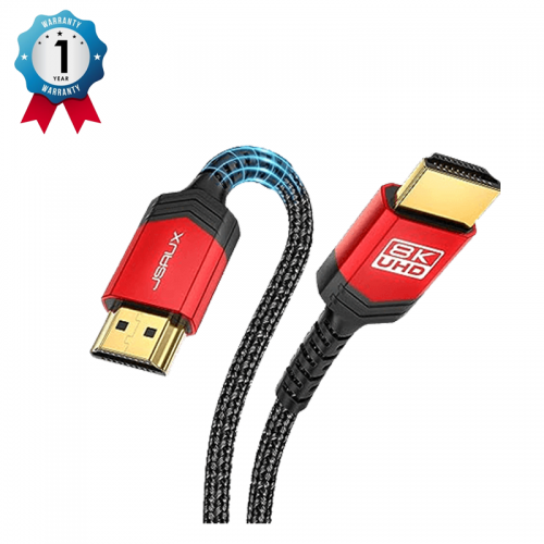 JSAUX 8K HDMI Cable 3M, JSAUX 8K HDMI Cord (8K@60Hz 7680×4320, 4K@120Hz), Supports 48Gbps EARC HDR10 HDCP 2.2 & 2.3 3D, Compatible With PS5, PS4, X-Box Series X, LG/Samsung QLED TV RED (1 Pack) CV0011